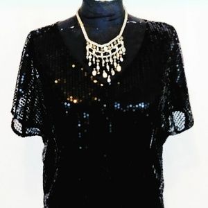 "Free People" - Sequin Sheer Butterfly Crop Top